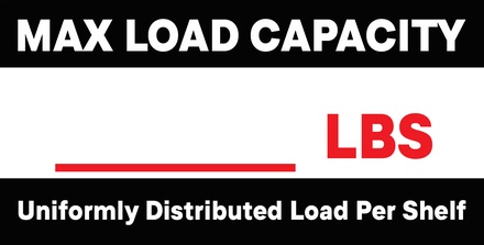 MAX LOAD CAPACITY SHELF LABELS