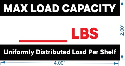 MAX LOAD CAPACITY SHELF LABELS